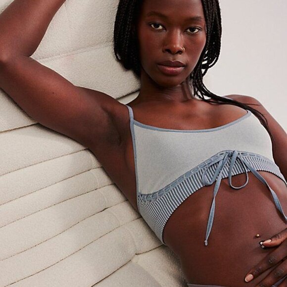 NWT Free People Intimately Candy Ribbon Blue Bralette - Picture 3 of 6
